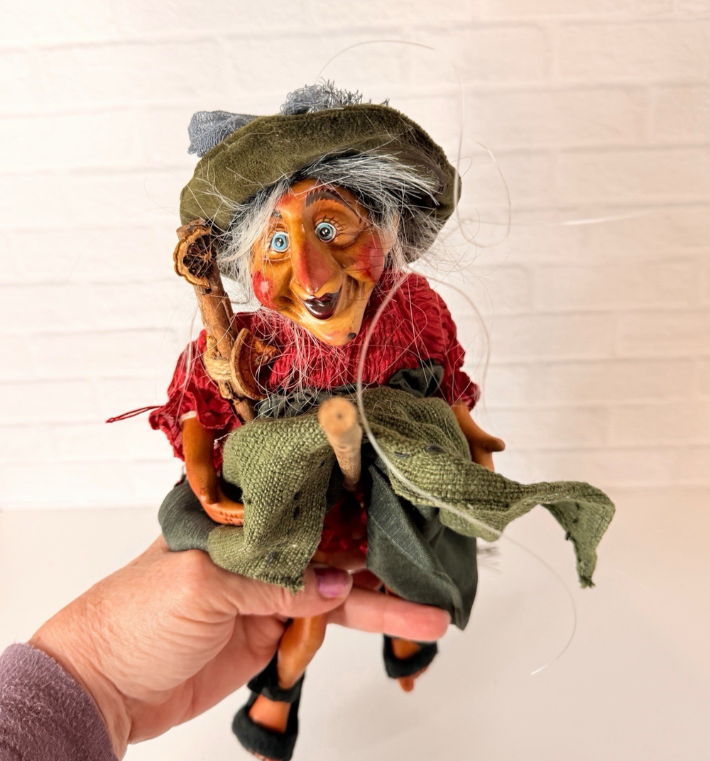 Vintage Kasma Halloween Witch Hanging Porcelain Doll Ceramic 13" Figure Doll